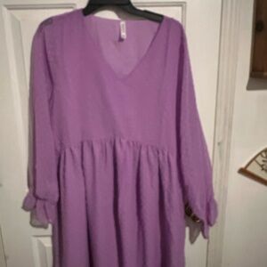 Zenana Outfitters Lavender V-Neck Dress